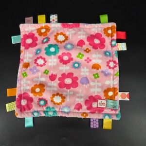 Bright Starts Taggies Pink Floral Purple Plush Baby Security Blanket Lovey Toy